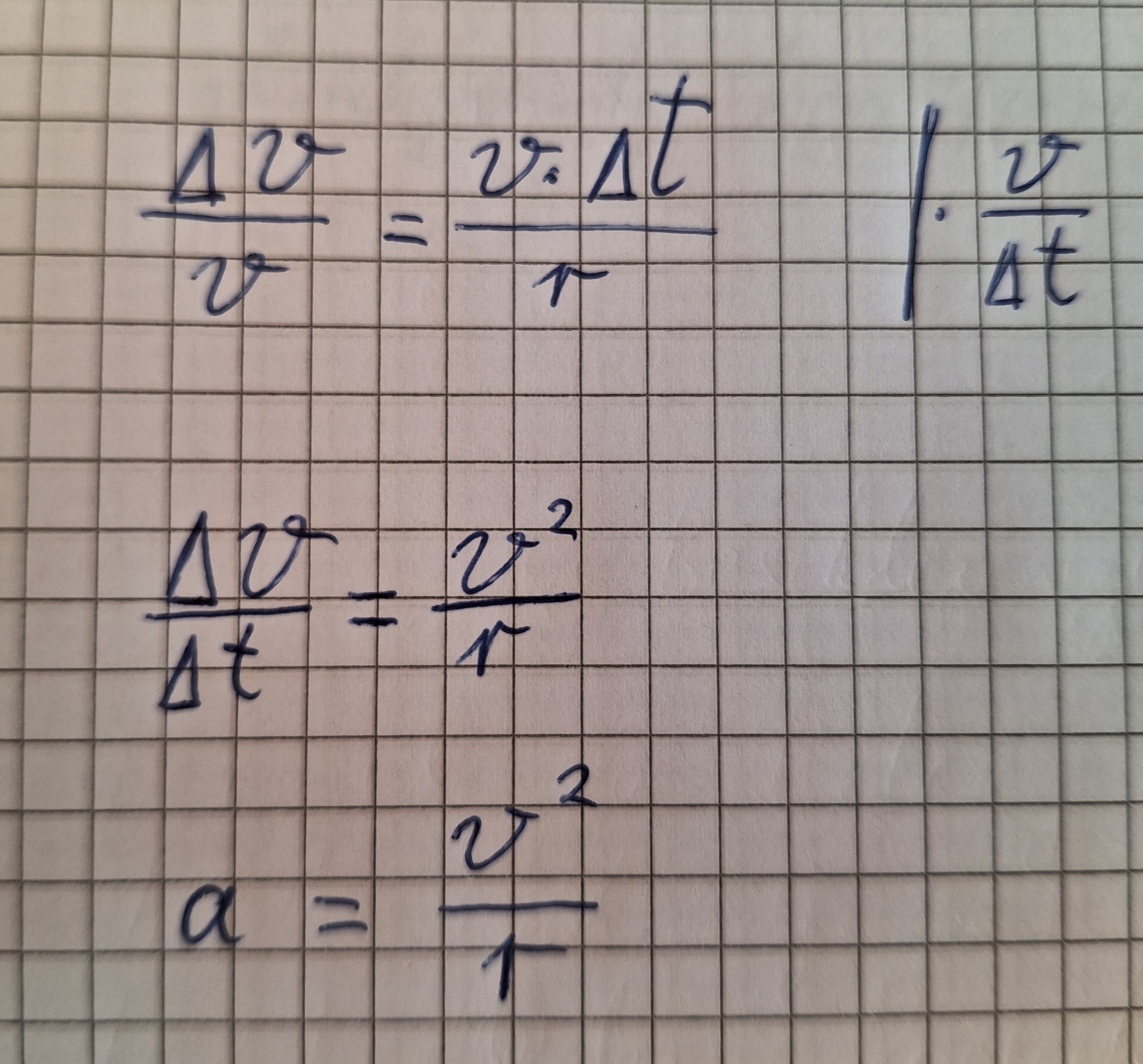 Herleitung  Zentripetalbeschleunigung